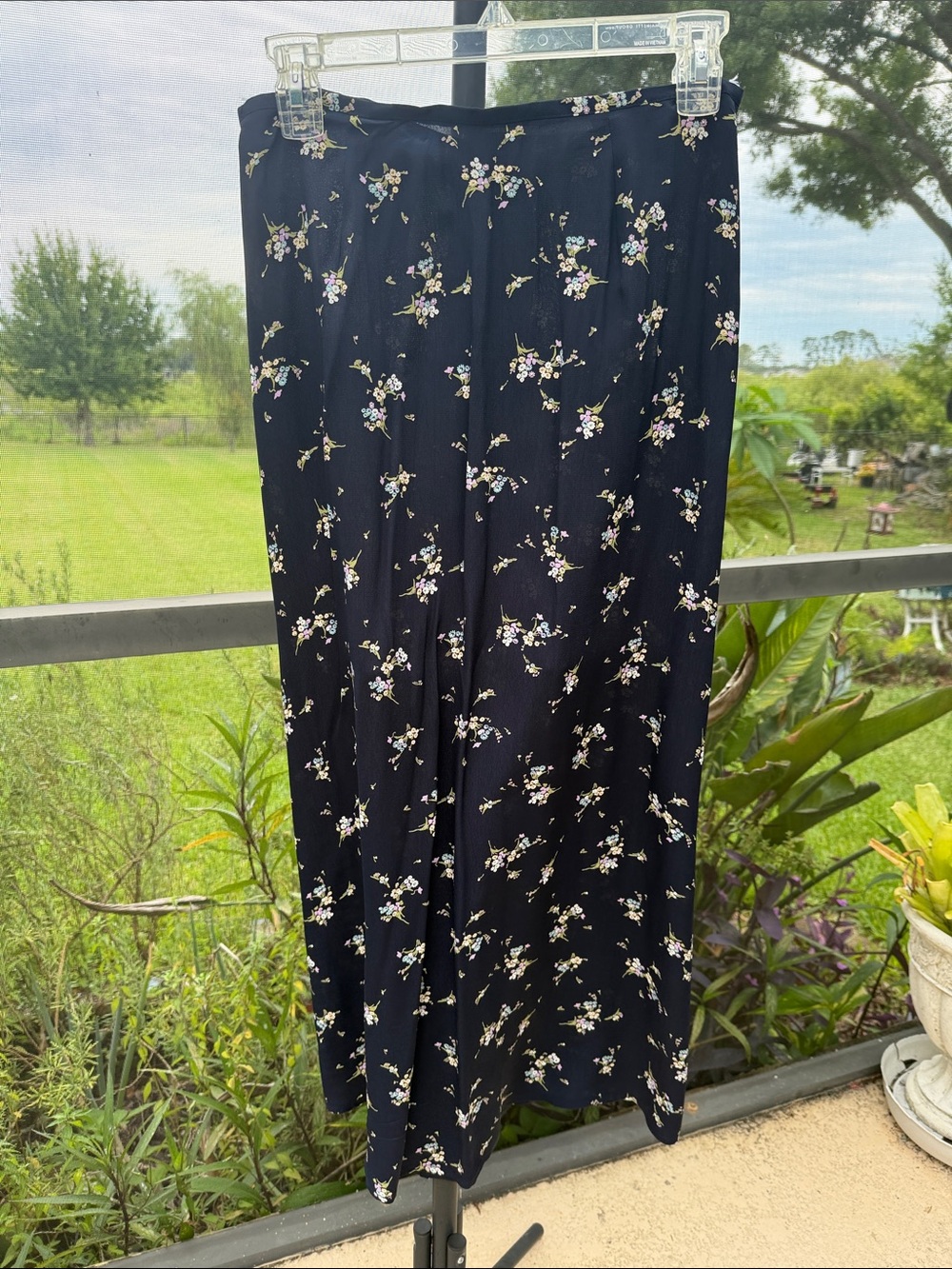 Laura Ashley Navy Maxi Skirt with Petite Floral Sprigs